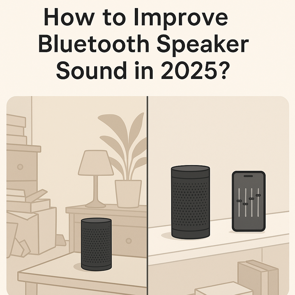 Modern Bluetooth speaker on desk - optimal placement for better sound