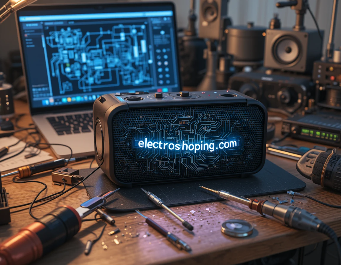 Components and tools required to build a high-quality DIY Bluetooth speaker, including drivers, amplifier board, battery, and soldering tools.