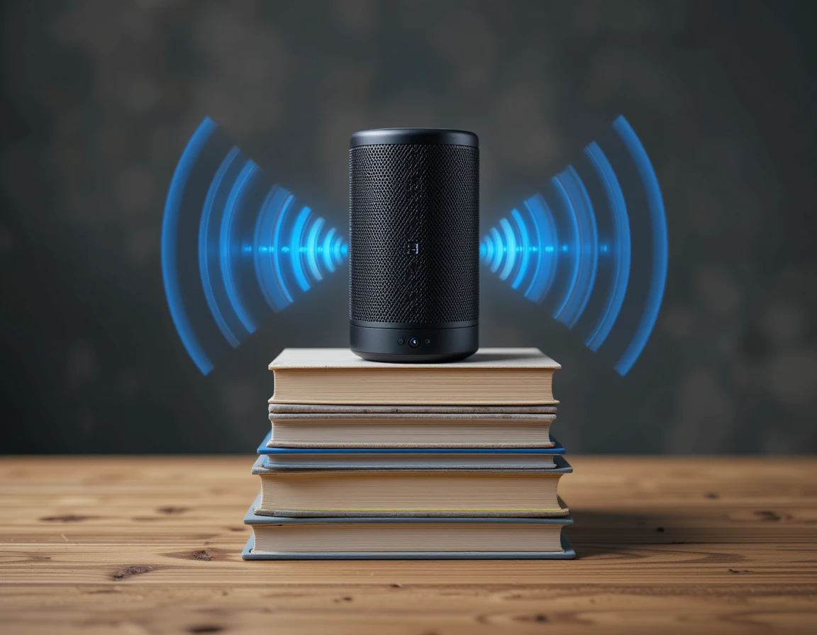 Polk Bluetooth speaker on wooden table showcasing portable wireless audio